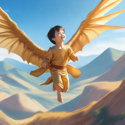 A young male child with golden dragon wings