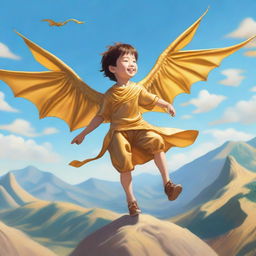 A young male child with golden dragon wings