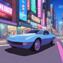 A detailed and vibrant sci-fi anime rendering of the Chevrolet 科鲁泽 car