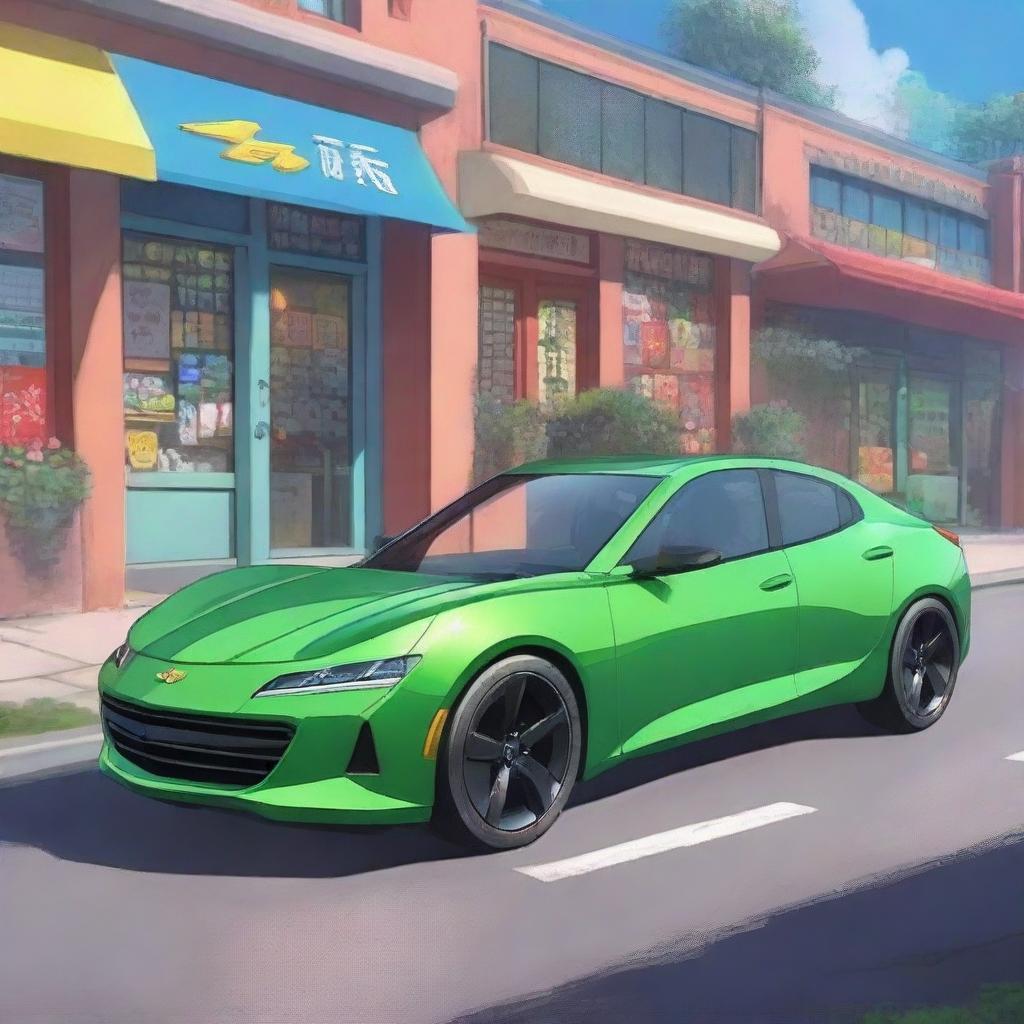 A detailed and vibrant anime rendering of the 2020 Chevrolet 科鲁泽 car