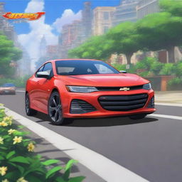 A detailed and vibrant anime rendering of the 2020 Chevrolet 科鲁泽 car