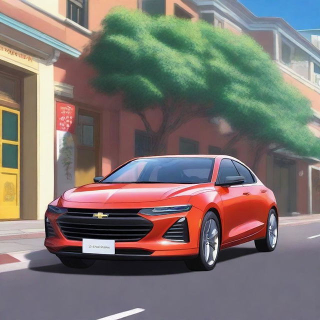 A detailed and vibrant anime rendering of the 2020 Chevrolet 科鲁泽 car