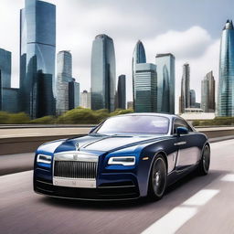 A stunning Rolls Royce hypercar with a futuristic design, featuring sleek aerodynamic lines, advanced technology, and luxurious details