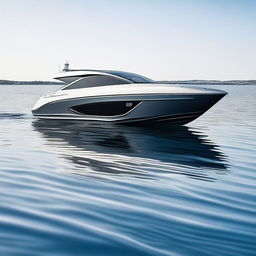 A sleek and modern boat designed by BMW, featuring elegant lines, a luxurious interior, and the iconic BMW logo prominently displayed