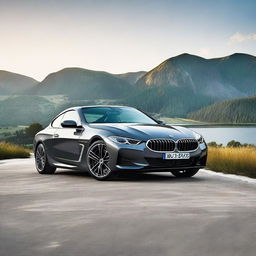 A high-quality image of a sleek and modern BMW car, showcasing its elegant design, luxurious interior, and the iconic BMW logo