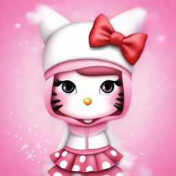 Create an image of a girl transformed into a Hello Kitty character