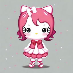 Create an image of a girl transformed into a Hello Kitty character