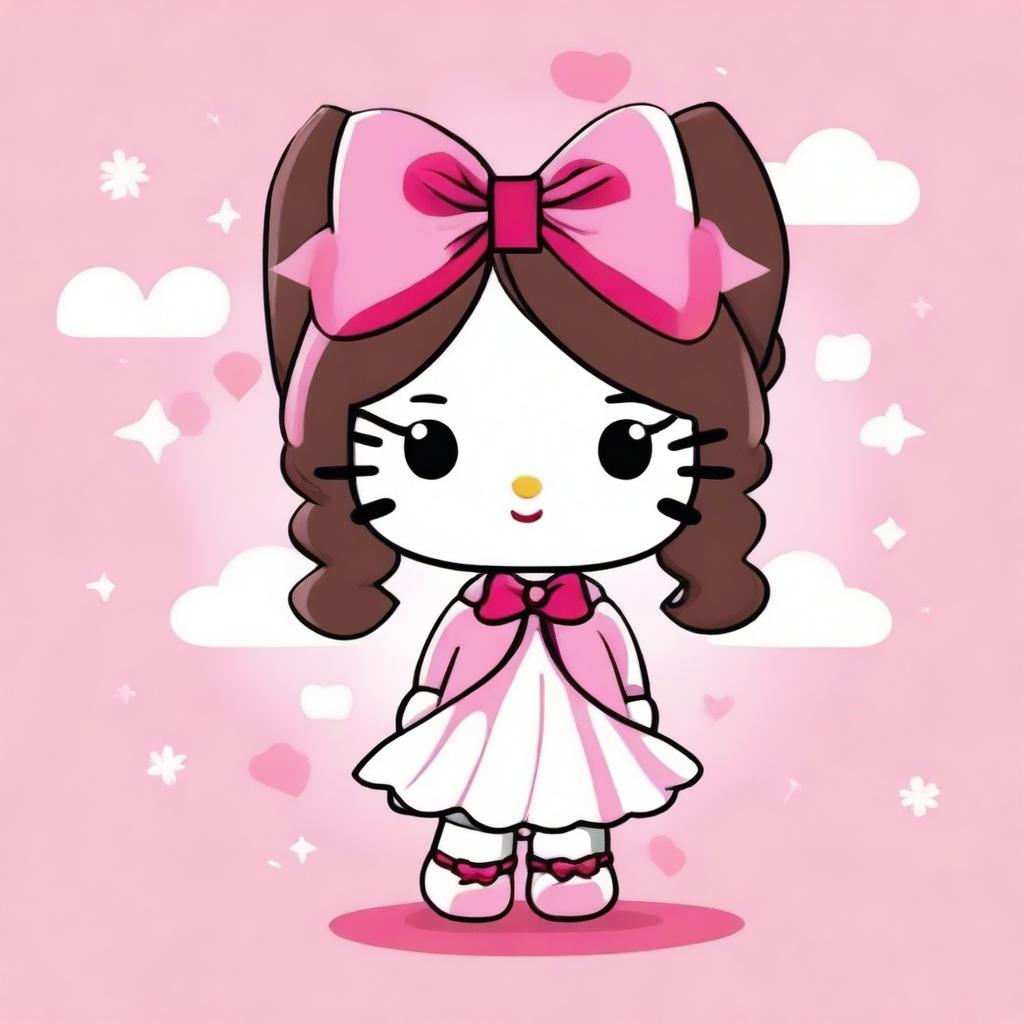 Create an image of a girl transformed into a Hello Kitty character