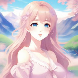 Create an image of a beautiful anime-style waifu character