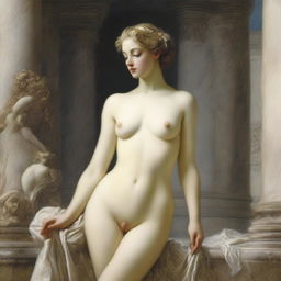 Aphrodite wearing lingerie, depicted in an artistic and tasteful manner