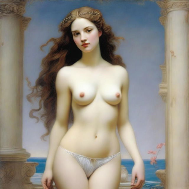 Aphrodite wearing lingerie, depicted in an artistic and tasteful manner