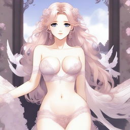 Aphrodite in anime style wearing lingerie