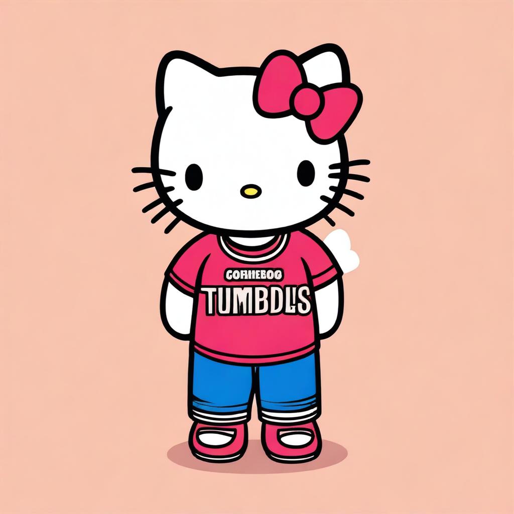 A cute illustration of Hello Kitty wearing a tee shirt with the text 'Corridos Tumbados'