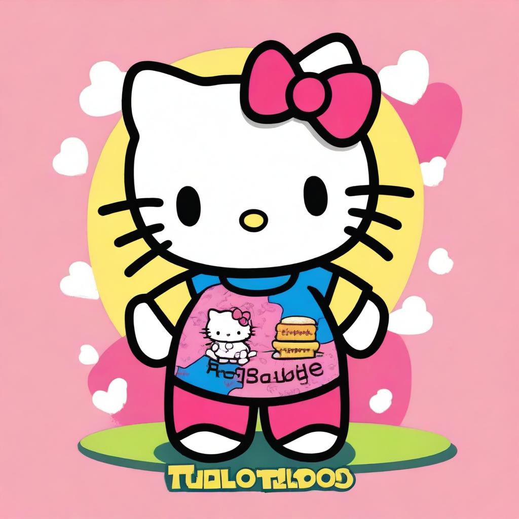 A cute illustration of Hello Kitty wearing a tee shirt with the text 'Corridos Tumbados'