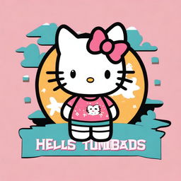 A cute illustration of Hello Kitty wearing a tee shirt with the text 'Corridos Tumbados'