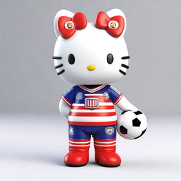 A 3D rendering of Hello Kitty wearing a Chivas soccer jersey