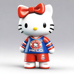 A 3D rendering of Hello Kitty wearing a Chivas soccer jersey