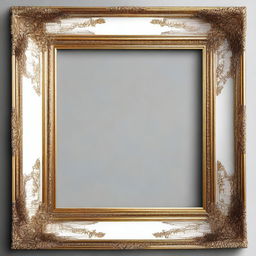 Create an image of an elegant painting frame with intricate designs, showcasing a blank white canvas inside