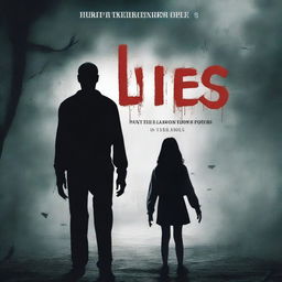 Create a book cover for a horror story titled 'Lies'