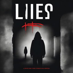 Design a book cover for a horror story titled 'Lies'