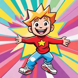 Create a cartoony image of a superstar named Lucas