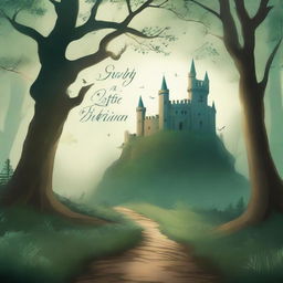 A captivating book cover featuring an enchanting forest scene with a mysterious path leading to an ancient castle