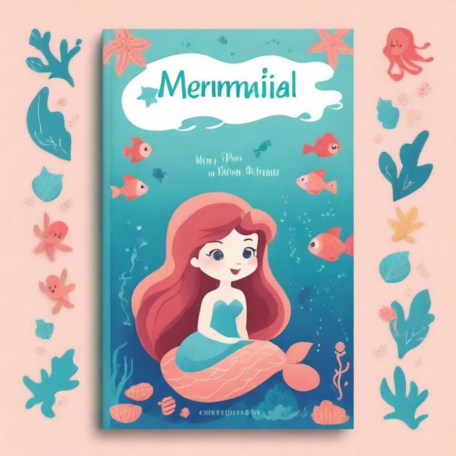 Create a book cover featuring a chibi version of the Little Mermaid