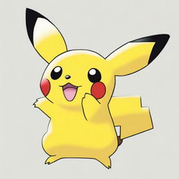 Create an image of Pikachu, the iconic yellow electric-type Pokémon, with its cute and playful expression