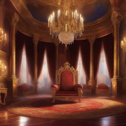 A majestic royal throne room in a detailed digital painting