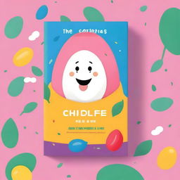 A whimsical book cover featuring a boiled egg with a happy face, set against a colorful background