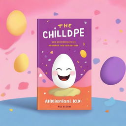 A whimsical book cover featuring a boiled egg with a happy face, set against a colorful background