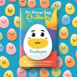 A whimsical book cover featuring a boiled egg with a happy face, set against a colorful background