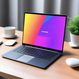 Create an image of a modern laptop on a sleek desk