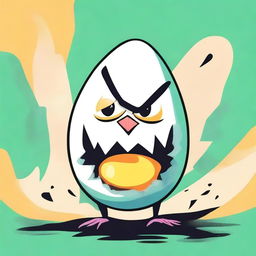 A snarling cracked egg with an angry expression, designed to be suitable for a children's book cover