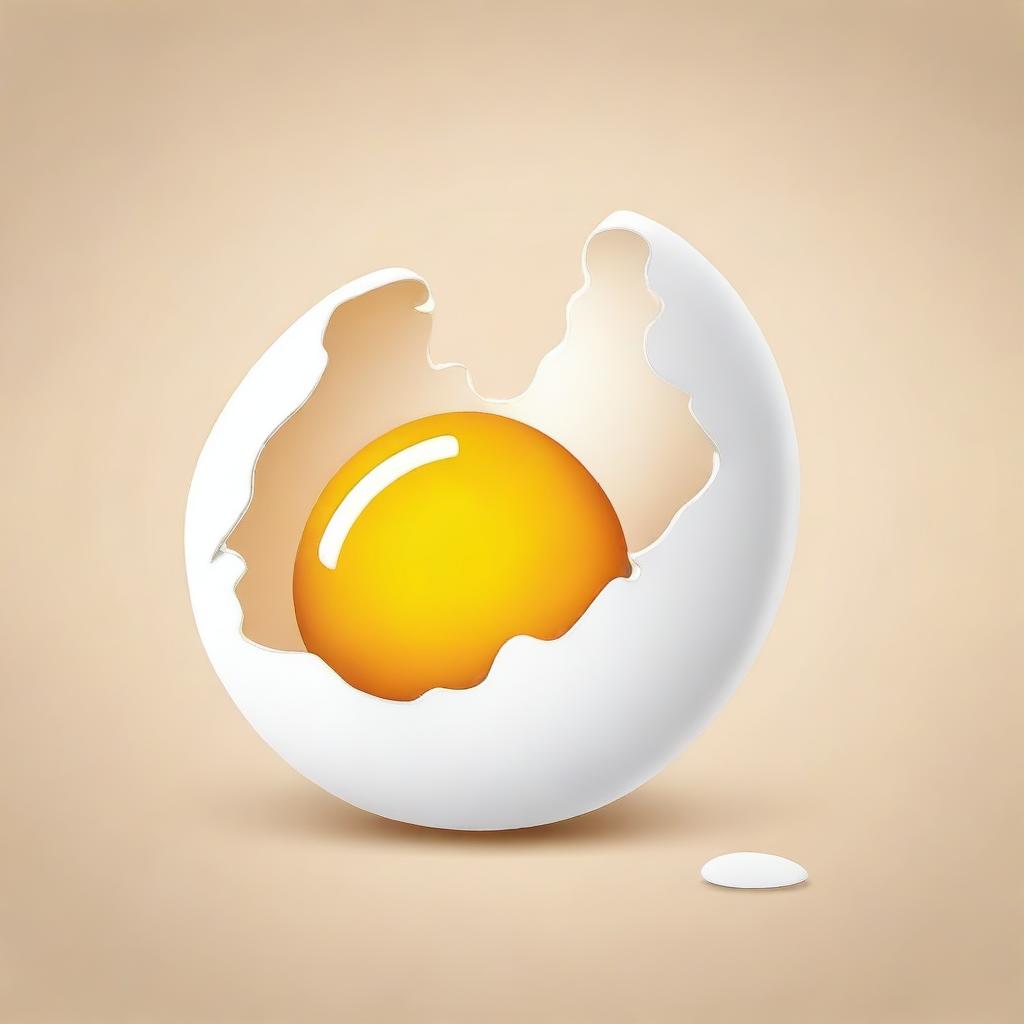 A whimsical illustration of an egg shell holding a yolk