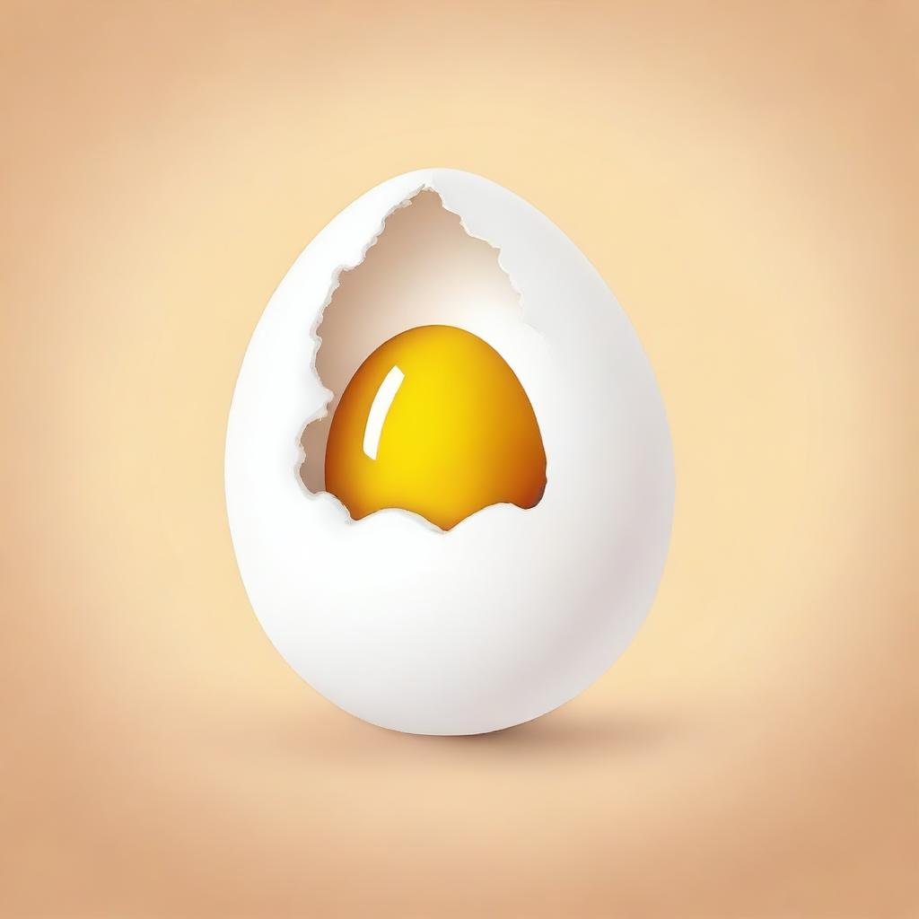 A whimsical illustration of an egg shell holding a yolk