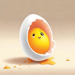 A whimsical illustration of an egg shell holding a yolk