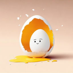 A whimsical illustration of an egg shell holding a yolk