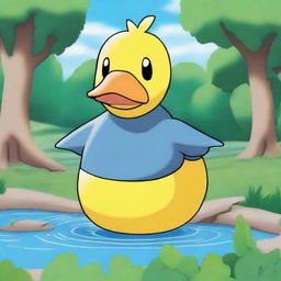 Create an image featuring a duck Pokémon, such as Psyduck or Ducklett