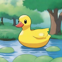 Create an image featuring a duck Pokémon, such as Psyduck or Ducklett