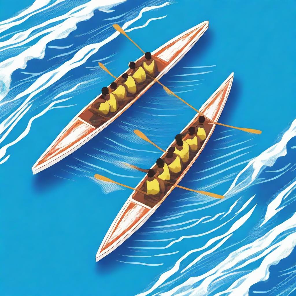 A detailed vector design of a top view of a Kerala boat race