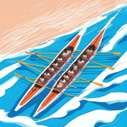 A detailed vector design of a top view of a Kerala boat race