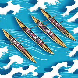 A detailed vector design of a top view of a Kerala boat race