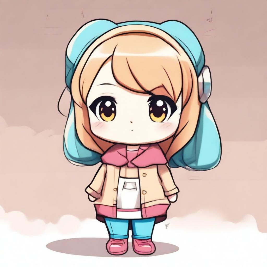 Create a chibi character with a cute, oversized head and small body