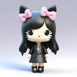 A 3D depiction of Hello Kitty Kuromi with very long, dark blonde hair in a middle part and brown eyes