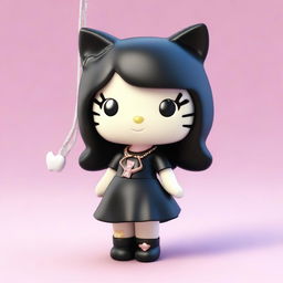 A 3D depiction of Hello Kitty Kuromi with very long, dark blonde hair in a middle part and brown eyes