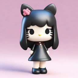 A 3D depiction of Hello Kitty Kuromi with very long, dark blonde hair in a middle part and brown eyes