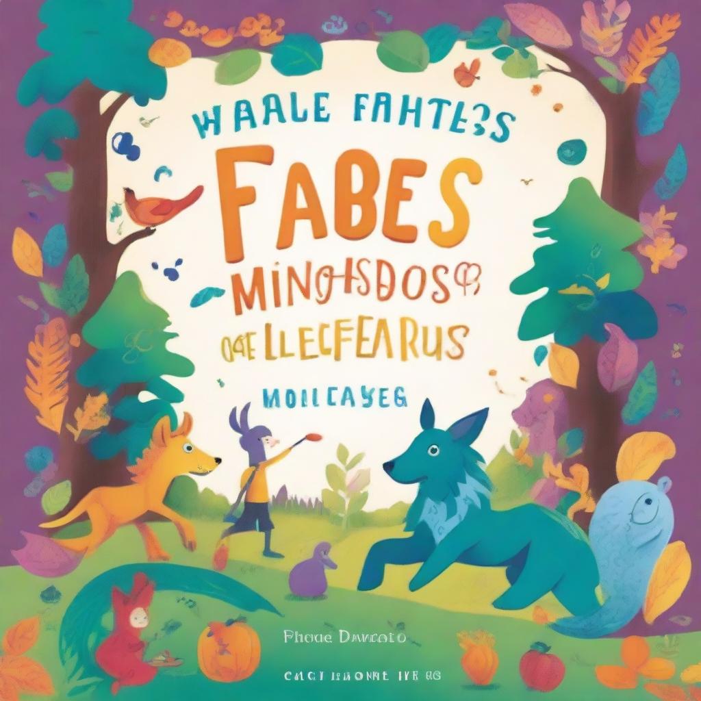 Create a vibrant and engaging book cover titled 'Fables and Myths' for 12-year-old students