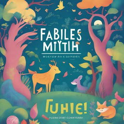 Create a vibrant and engaging book cover titled 'Fables and Myths' for 12-year-old students