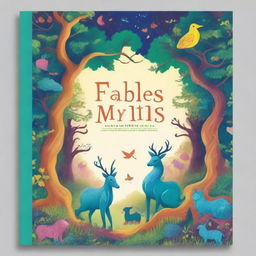 Create a vibrant and engaging book cover titled 'Fables and Myths' for 12-year-old students